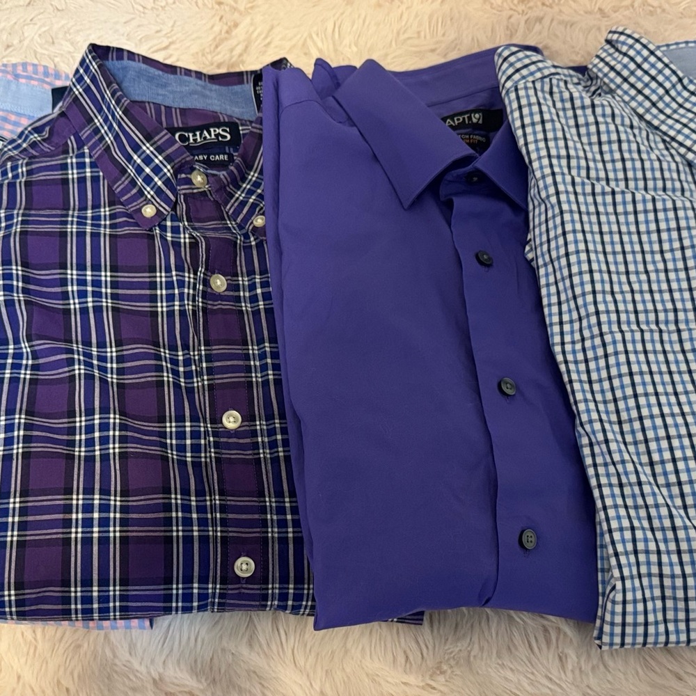 Izod/Chaps/Apt 9 Men’s Purple and blues Button-Down Shirt - Solid & Plaid Styles